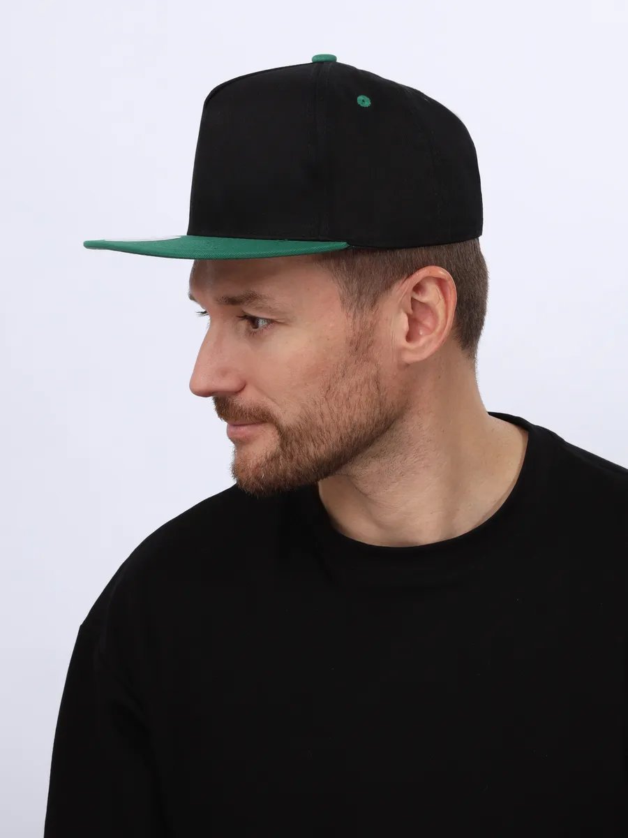 Bejsbolka_Street_Soul_Pyatipanelnaya_dvuhcvetnaya_hlopkovaya_chyornyj_s_zelyonym_kozyrkom_8
